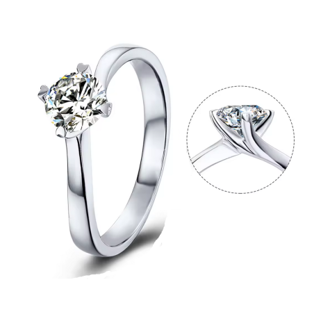 0.5ct Moissanite Diamond D color Gold plated wedding  ring