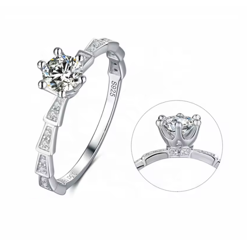 5.0mm Moissanite Diamond Gold plated wedding  ring