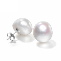 12mm Nugget Baroque 925 Sterling Silver  Stud Earrings