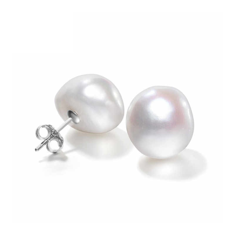 12mm Nugget Baroque 925 Sterling Silver  Stud Earrings