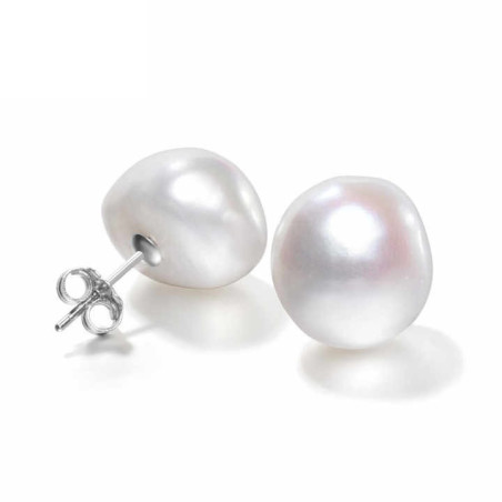 12mm Nugget Baroque 925 Sterling Silver  Stud Earrings