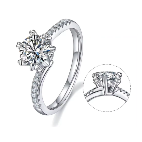 6.5mm 1ct Moissanite Diamond Gold plated wedding  ring