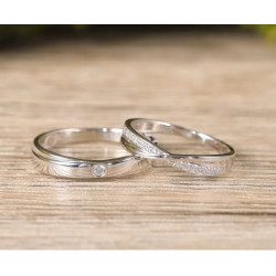 18К цагаан алтаар бүрсэн моиссанит алмаз хуримын хос бөгж