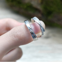 18К цагаан алтаар бүрсэн моиссанит алмаз хуримын хос бөгж