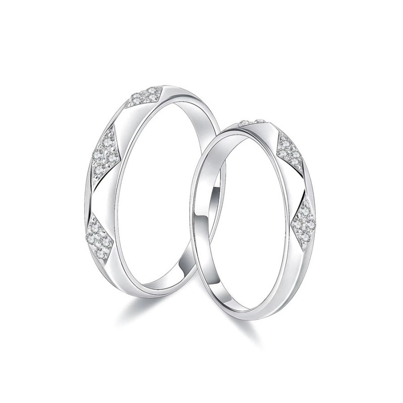 18K white Gold plated  Moissanite diamond Couple Rings