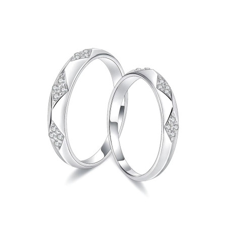 18K white Gold plated  Moissanite diamond Couple Rings