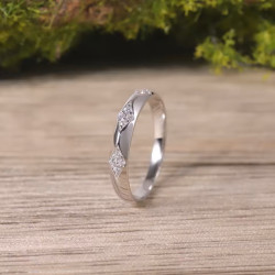 18K white Gold plated  Moissanite diamond Couple Rings