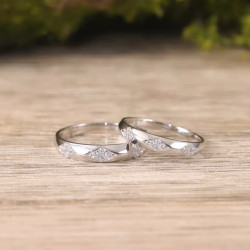 18K white Gold plated  Moissanite diamond Couple Rings