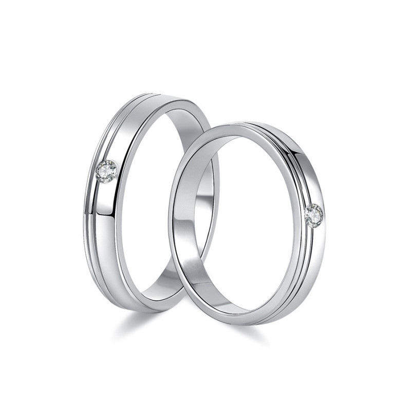 хуримын хос бөгж моиссанит алмаз  18К цагаан алтаар бүрсэн