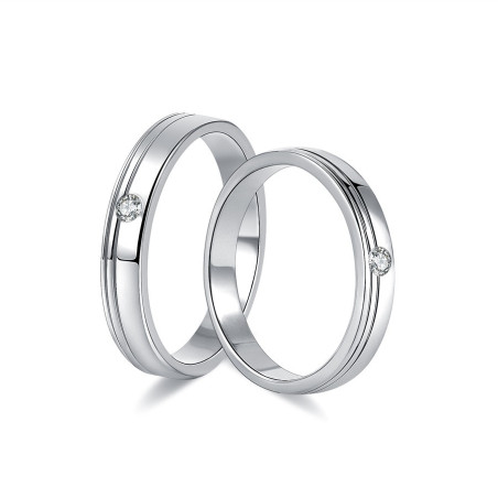 Couple Rings 18K white Gold plated  Moissanite diamond