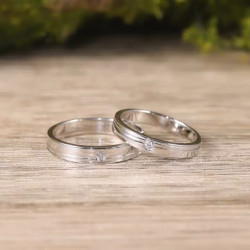Couple Rings 18K white Gold plated  Moissanite diamond