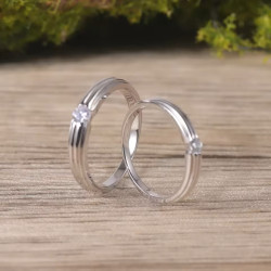 Couple 18K white Gold plated  Moissanite diamond Rings