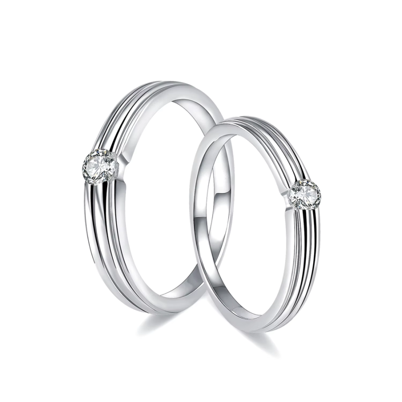 Couple 18K white Gold plated Moissanite diamond Rings Couple 18K white Gold plated Moissanite diamond Rings
