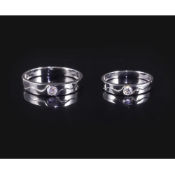 хуримын моиссанит алмаз  18К цагаан алтаар бүрсэн хос бөгж