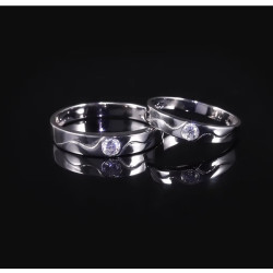 хуримын моиссанит алмаз  18К цагаан алтаар бүрсэн хос бөгж