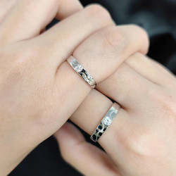 хуримын моиссанит алмаз  18К цагаан алтаар бүрсэн хос бөгж