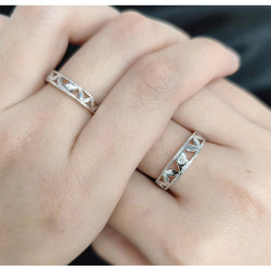 Moissanite diamond 18K white Gold plated Wedding Couple Rings