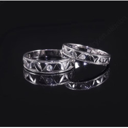Moissanite diamond 18K white Gold plated Wedding Couple Rings