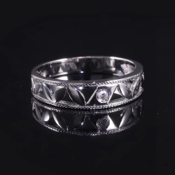 18К цагаан алтаар бүрсэн моиссанит алмаз хуримын хос бөгж