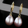 8mm oval drop Natural  Drop Pearl 925 Sterling Silver Earrings