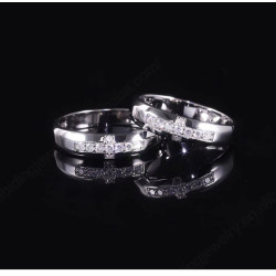 хуримын моиссанит алмаз  18К цагаан алтаар бүрсэн хос бөгж