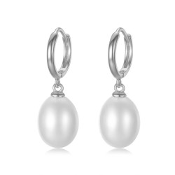 8mm oval drop Natural  Drop Pearl 925 Sterling Silver Earrings
