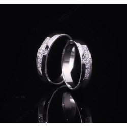 хуримын моиссанит алмаз  18К цагаан алтаар бүрсэн хос бөгж