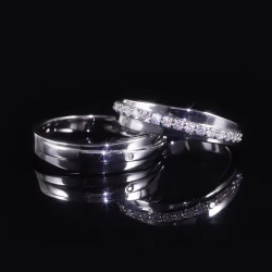 Couple Rings Collection 18K white Gold plated  Moissanite diamond
