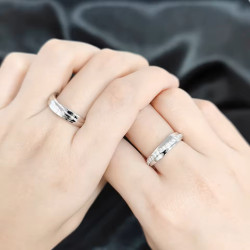 Couple Rings Collection 18K white Gold plated  Moissanite diamond