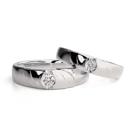 18K white Gold plated Moissanite diamond Couple Rings