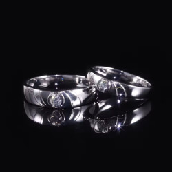 18K white Gold plated Moissanite diamond Couple Rings