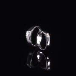 моиссанит алмаз хуримын хос бөгж цуглуулага 18К цагаан алтаар бүрсэн