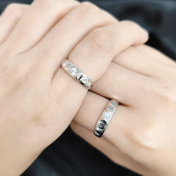 Хуримын 18К цагаан алтаар бүрсэн моиссанит алмаз цуглуулга хос бөгж