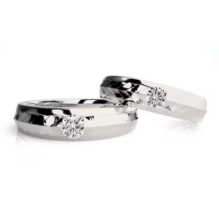 алмаз моиссанит 18К цагаан алтаар бүрсэн хуримын хос бөгж