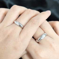 алмаз моиссанит 18К цагаан алтаар бүрсэн хуримын хос бөгж