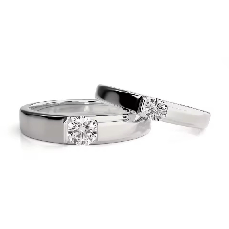 Promise Band Couples Engagement Moissanit diamond 18K gold plated Silver ring Promise Band Couples Engagement Moissanit diamond 18K gold plated Silver ring