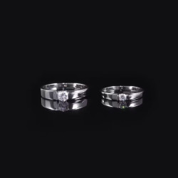 Promise Band Couples Engagement  Moissanit diamond 18K gold plated Silver ring