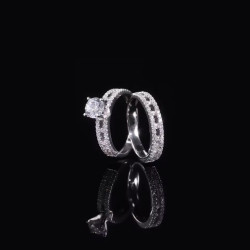Luxury Bands Moissanite Diamond Couple Rings 18K white Gold plated