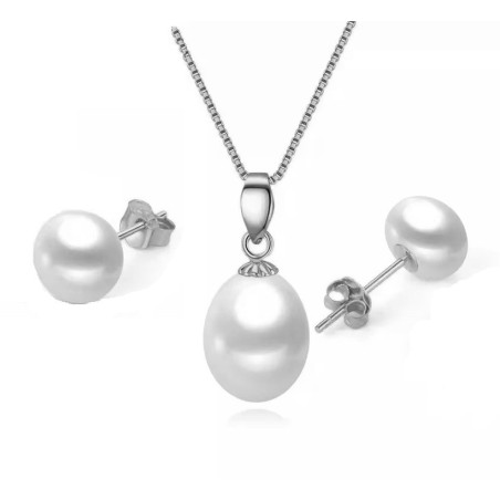 925 Sterling Silver Freshwater pearl jewelry set