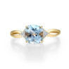 14K 585 Yellow Gold Natural Diamond Sky Blue Topaz Ring