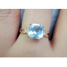 14K 585 Yellow Gold Natural Diamond Sky Blue Topaz Ring