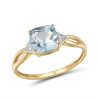 14K 585 Yellow Gold Natural Diamond Sky Blue Topaz Ring