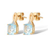 14K 585 Yellow Gold Natural Diamond Sky Blue Topaz Earrings