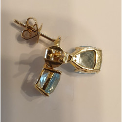 Жинхэнэ14К 585 шар алтны байгалийн алмазан цэнхэр топаз ээмэг