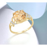 Fine Jewelry 14K 585 Yellow Gold Citrine  Diamond Ring
