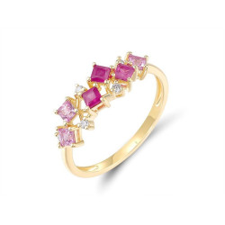 14K yellow gold Diamond pink Sapphire Ruby ring