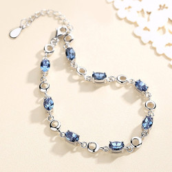 18К цагаан алтан S925 мөнгөн Swarovski шигтгээтэй бугуйвч