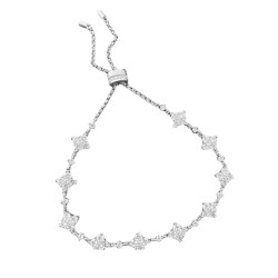 18K white gold plated moissanite diamond 4 leaves bracelet