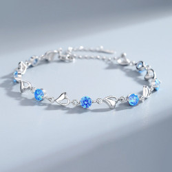 Swarovski шигтгээтэй 18К цагаан алтан S925 мөнгөн  бугуйвч