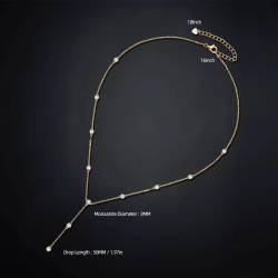 3mm 0.1ct*11pcs  Moissanite Gold plated Pendant chain